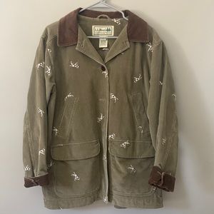 L.L. Bean Corduroy Barn Coat with Embroidered Pointer Dog Pattern